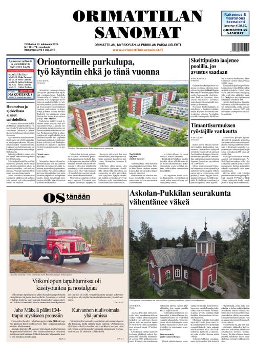 Orimattilan Sanomat 13.10.2026