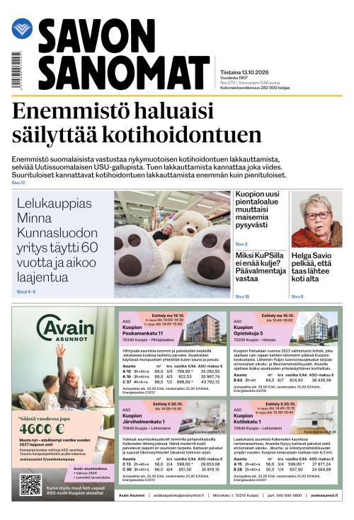 Savon Sanomat 13.10.2026