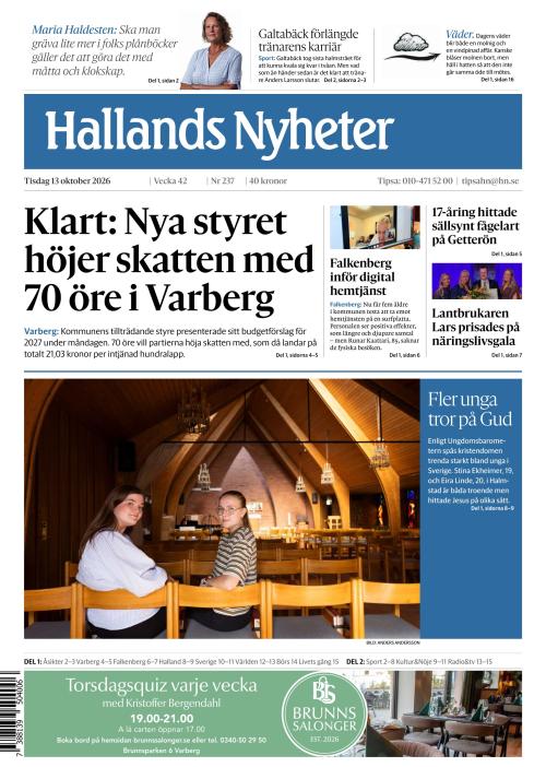 Hallands Nyheter 13.10.2026