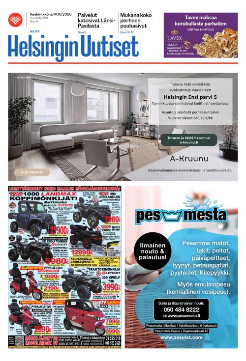 Helsingin Uutiset (Itä) 14.10.2026