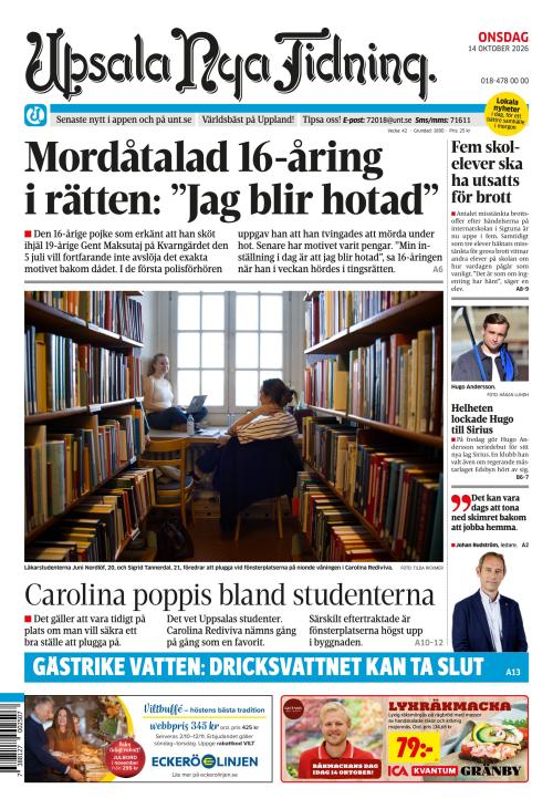 Upsala Nya Tidning 14.10.2026