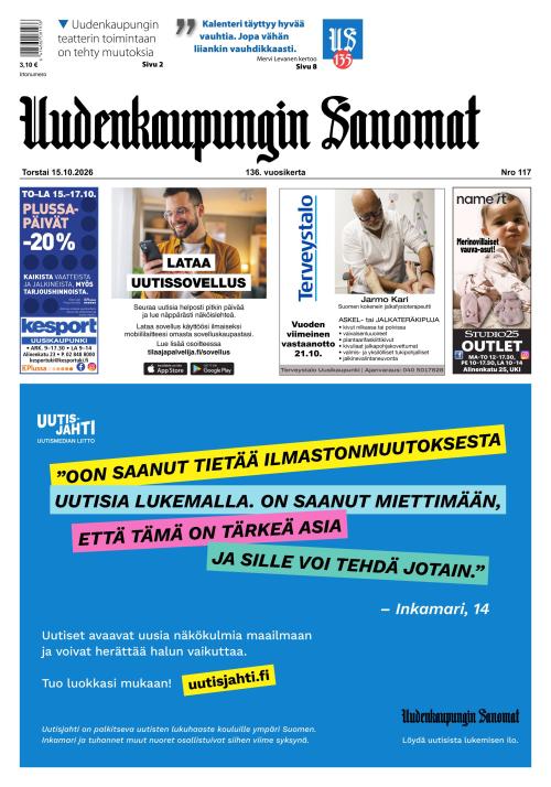 Uudenkaupungin Sanomat 15.10.2026