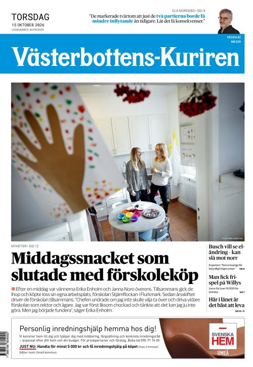 Västerbottens-Kuriren 15.10.2026