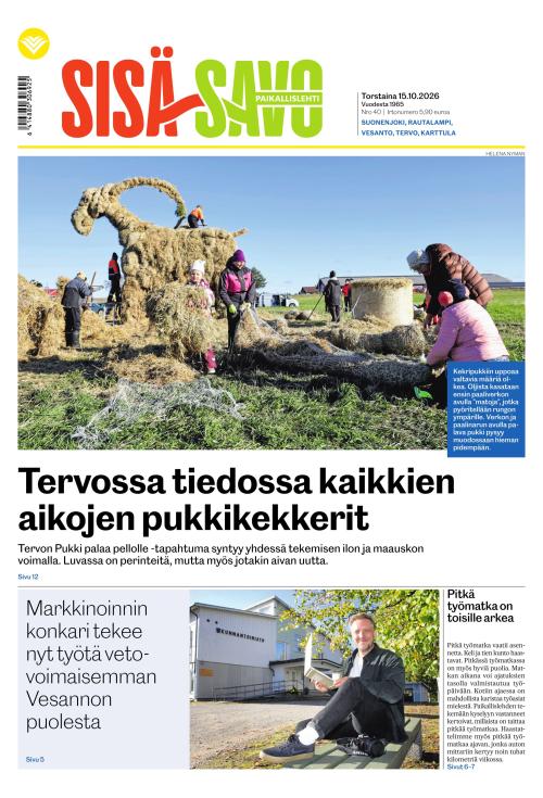 Paikallislehti Sisä-Savo 15.10.2026