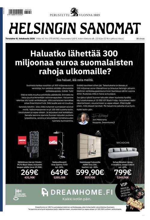 Helsingin Sanomat 15.10.2026