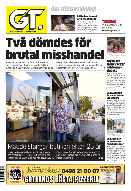 Gotlands Tidningar 15.10.2026