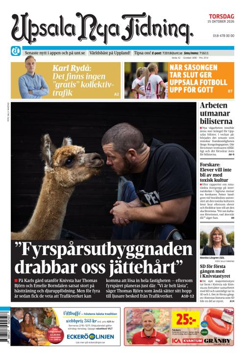 Upsala Nya Tidning 15.10.2026