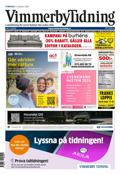 Vimmerby Tidning / Kinda-Posten 15.10.2026