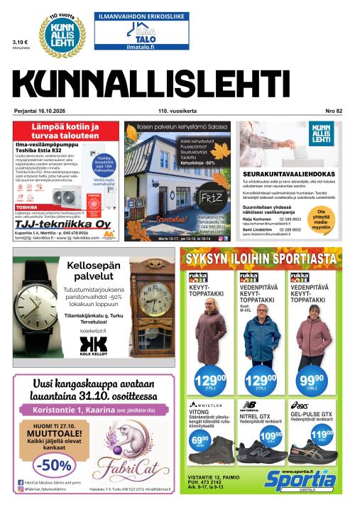 Kunnallislehti Paimio-Sauvo-Kaarina 16.10.2026
