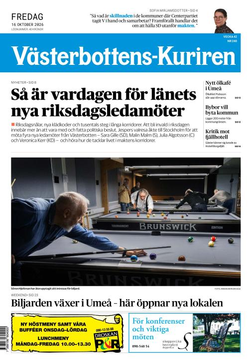 Västerbottens-Kuriren 16.10.2026