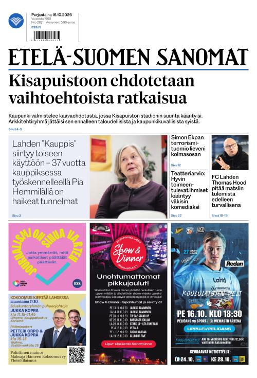 Etelä-Suomen Sanomat 16.10.2026