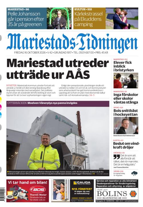 Mariestads-Tidningen 16.10.2026