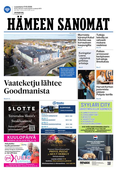 Hämeen Sanomat 17.10.2026