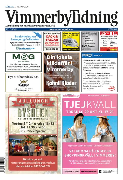 Vimmerby Tidning / Kinda-Posten 17.10.2026