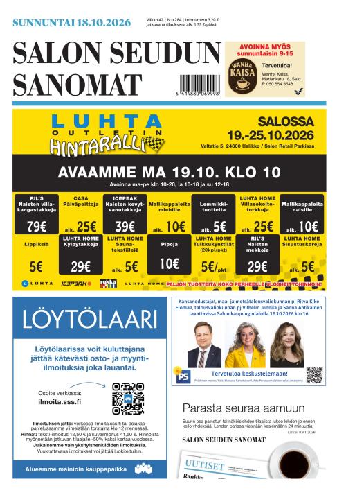 Salon Seudun Sanomat 18.10.2026