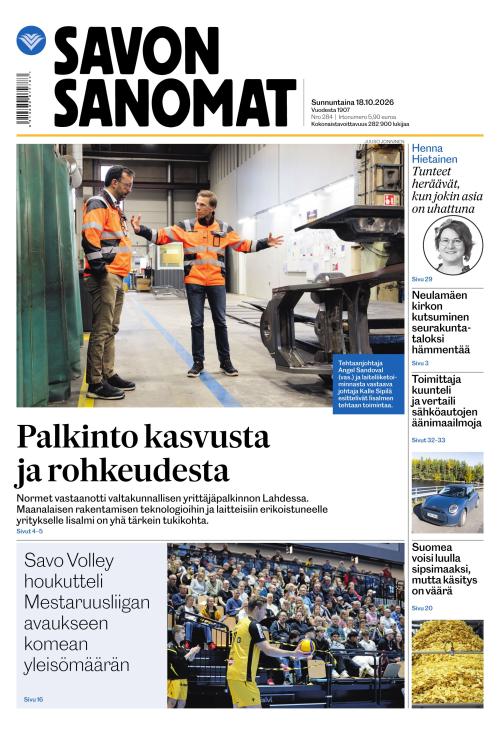 Savon Sanomat 18.10.2026