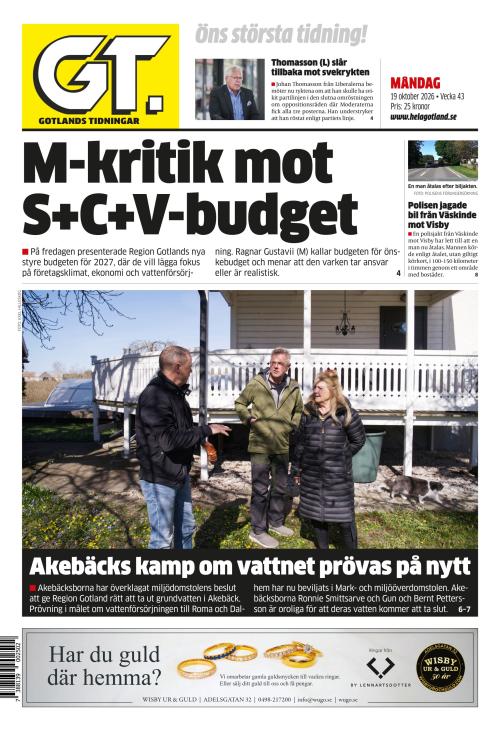 Gotlands Tidningar 19.10.2026