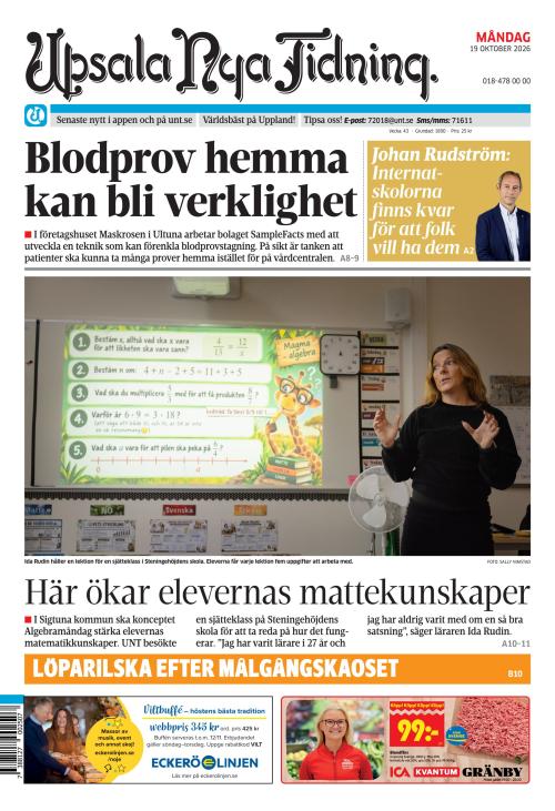 Upsala Nya Tidning 19.10.2026