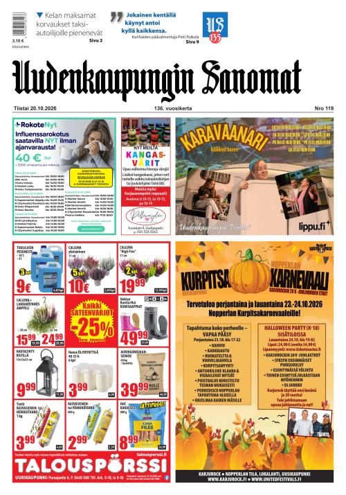 Uudenkaupungin Sanomat 20.10.2026