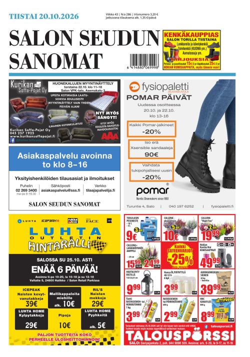 Salon Seudun Sanomat 20.10.2026