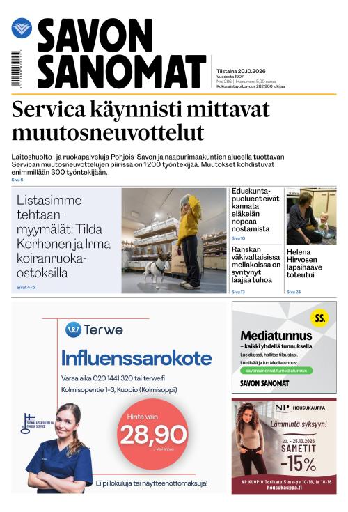 Savon Sanomat 20.10.2026
