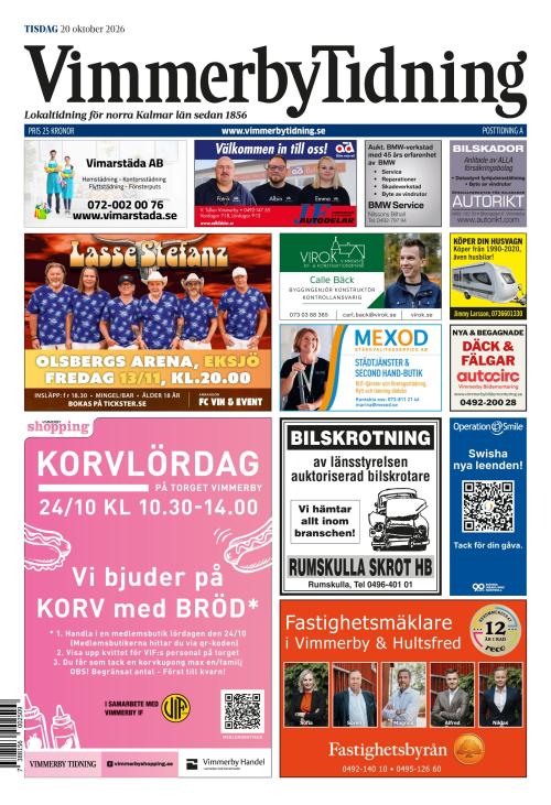 Vimmerby Tidning / Kinda-Posten 20.10.2026