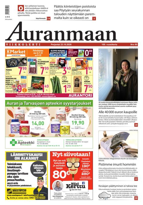 Auranmaan Viikkolehti 23.10.2026