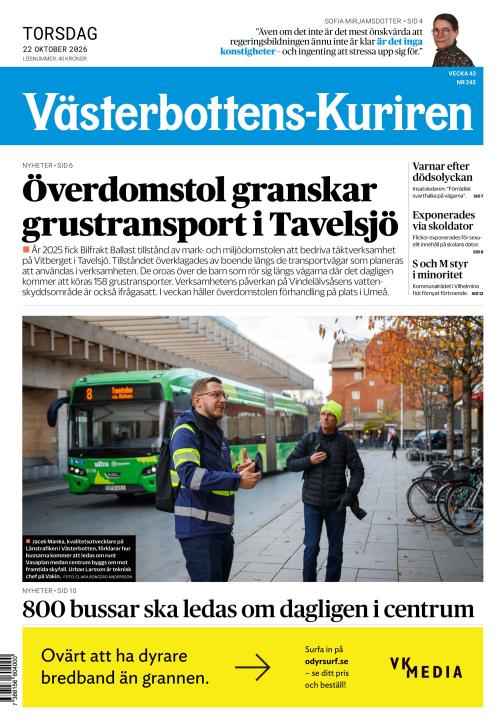 Västerbottens-Kuriren 22.10.2026