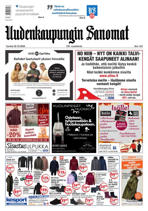 Uudenkaupungin Sanomat 29.10.2026