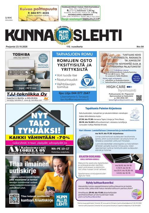 Kunnallislehti Paimio-Sauvo-Kaarina 23.10.2026