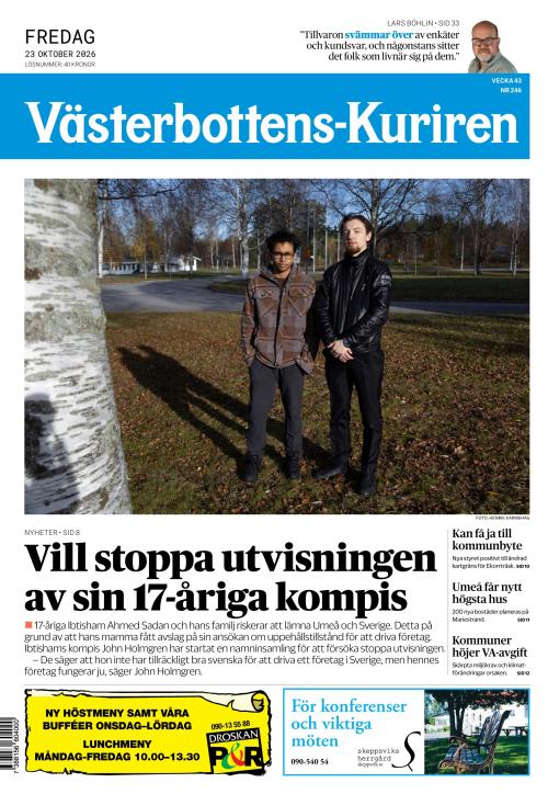 Västerbottens-Kuriren 23.10.2026