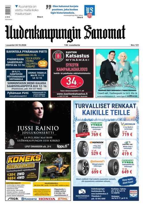 Uudenkaupungin Sanomat 24.10.2026