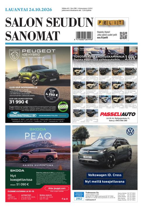 Salon Seudun Sanomat 24.10.2026