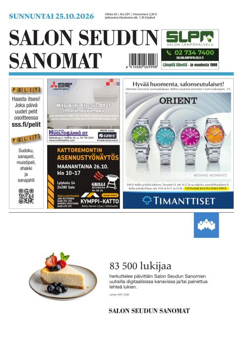 Salon Seudun Sanomat 25.10.2026