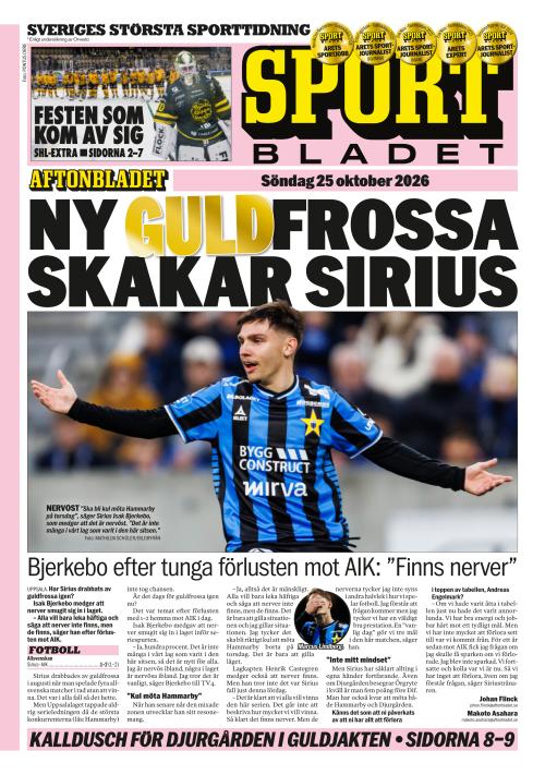 Aftonbladet Sportbladet 25.10.2026