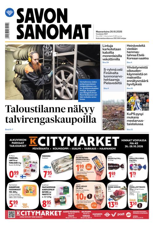 Savon Sanomat 26.10.2026