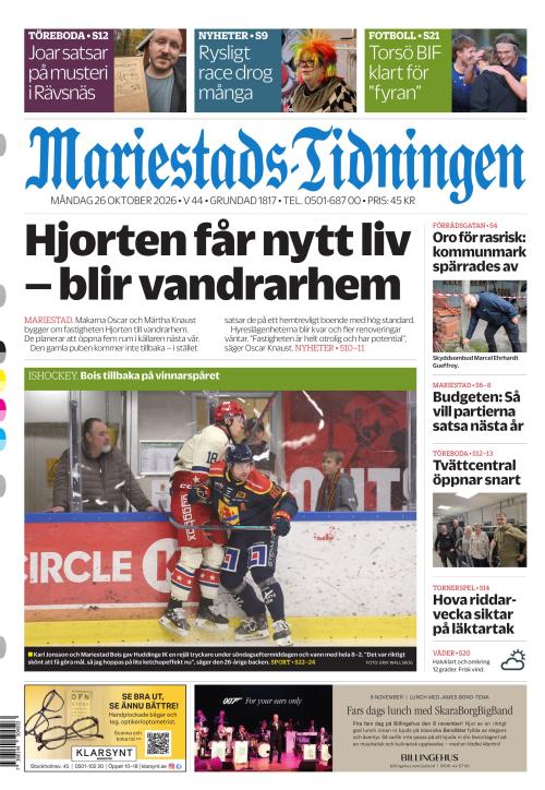 Mariestads-Tidningen 26.10.2026