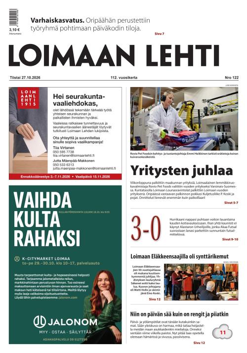 Loimaan Lehti 27.10.2026