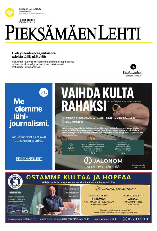 Pieksämäen lehti 27.10.2026