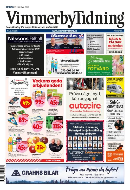 Vimmerby Tidning / Kinda-Posten 27.10.2026