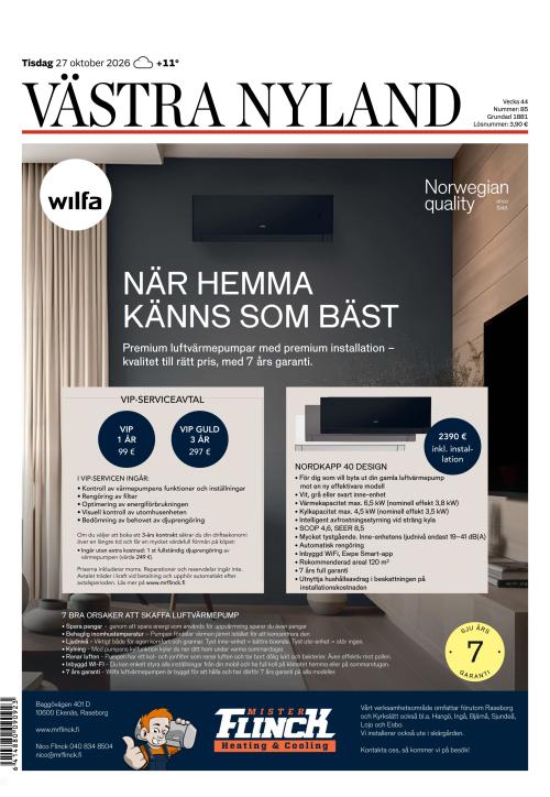 Västra Nyland 27.10.2026