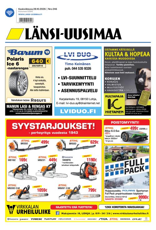 Länsi-Uusimaa 28.10.2026