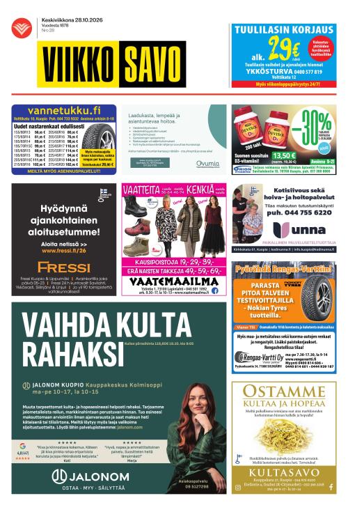 Viikkosavo 28.10.2026