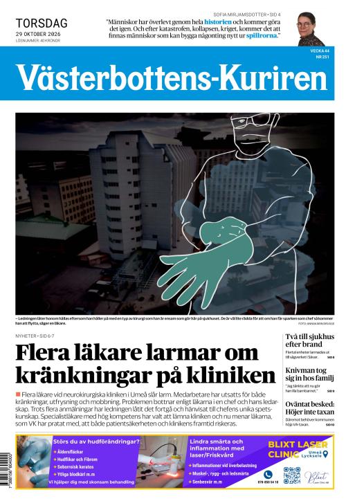 Västerbottens-Kuriren 29.10.2026