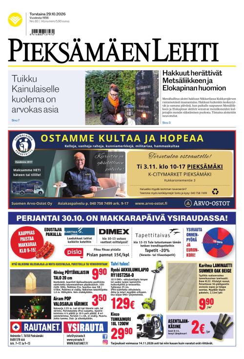 Pieksämäen lehti 29.10.2026