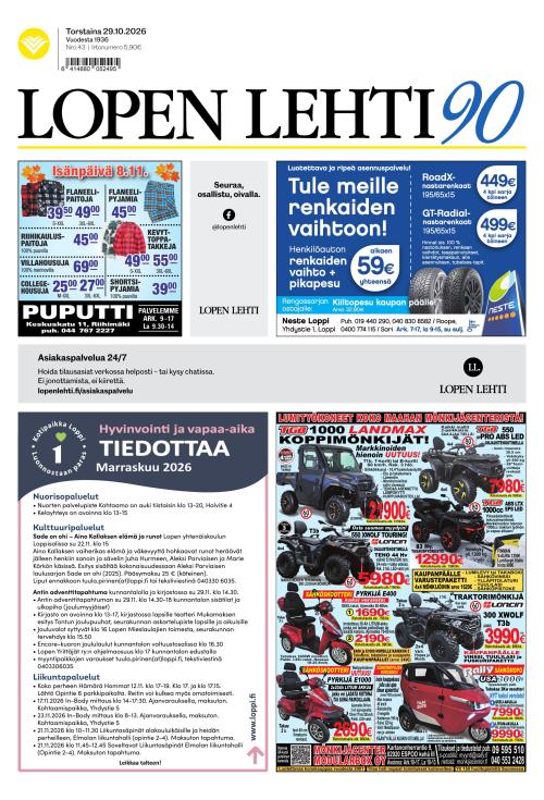 Lopen Lehti 29.10.2026