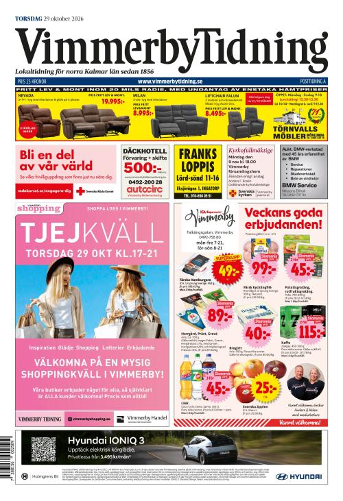 Vimmerby Tidning / Kinda-Posten 29.10.2026