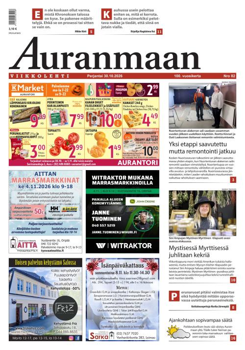 Auranmaan Viikkolehti 30.10.2026