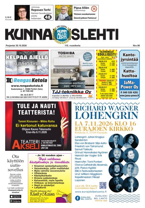 Kunnallislehti Paimio-Sauvo-Kaarina 30.10.2026