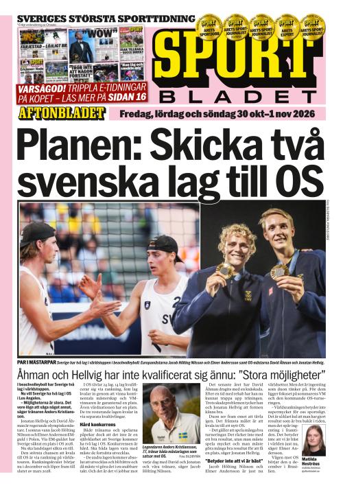 Aftonbladet Sportbladet 30.10.2026